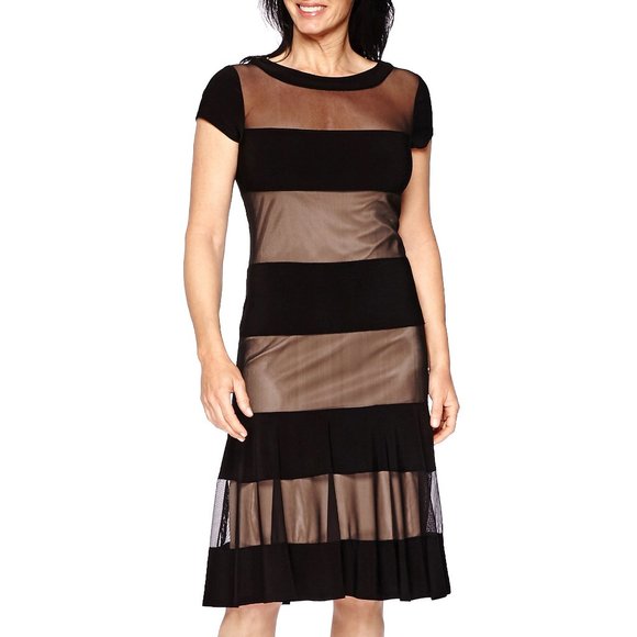 R&M Richard Mesh Striped Net Cocktail Dress - Picture 6 of 6